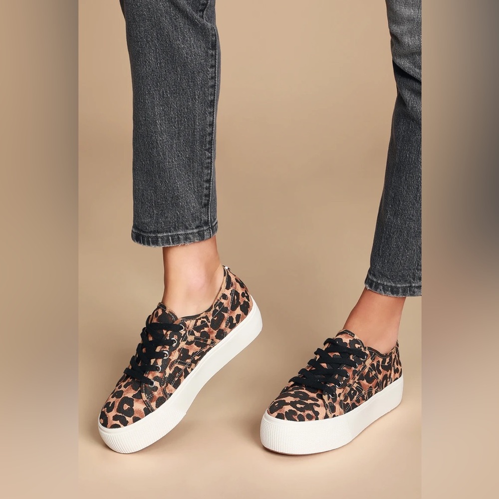 Steve Madden Emmi Leopard Print Platform Sneakers - image 1